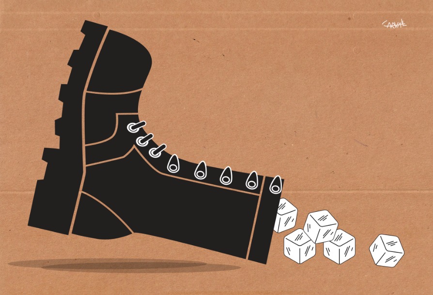 O coturno do pé glacial do capitão Mentecapto