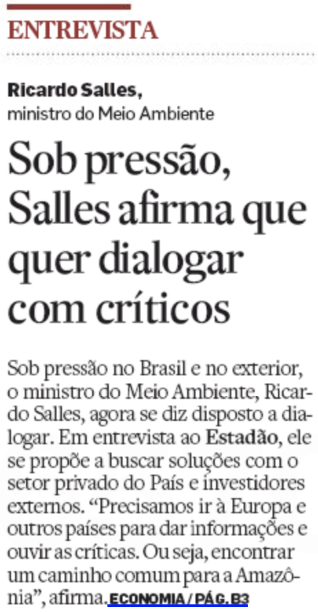 Sob pressão, Salles afirma que quer dialogar com críticos