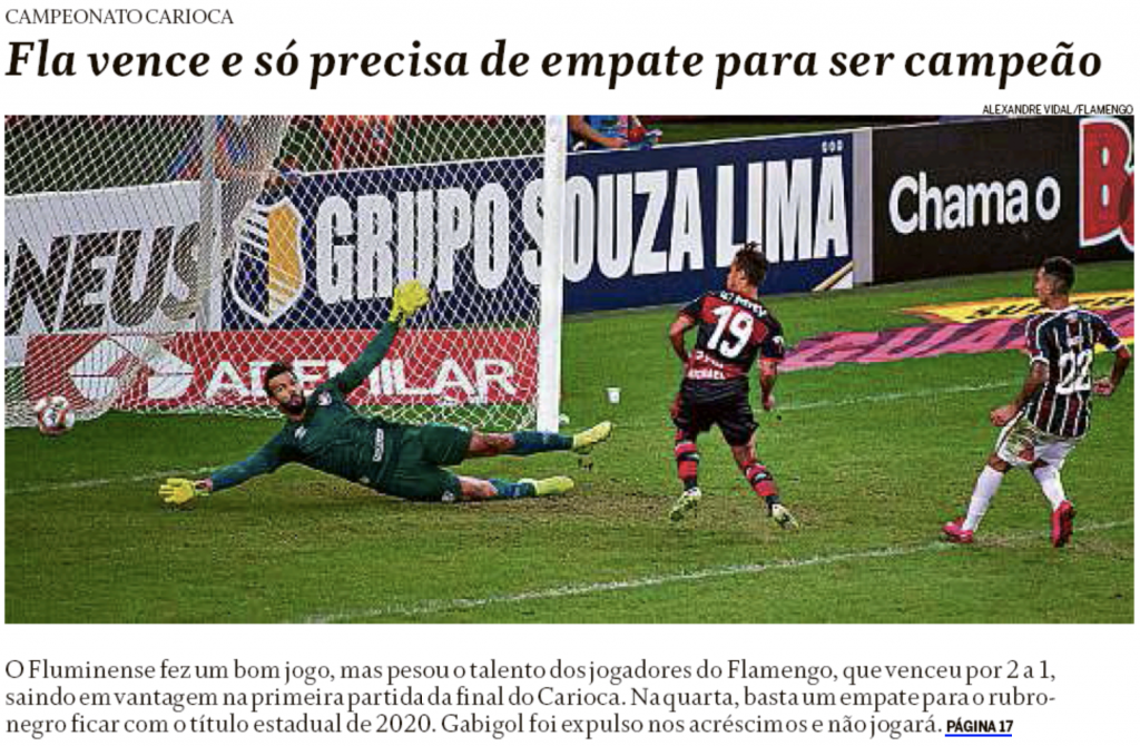 Um lance do jogo Flamengo 2 X 1 Fluminense, no Rio de Janeiro