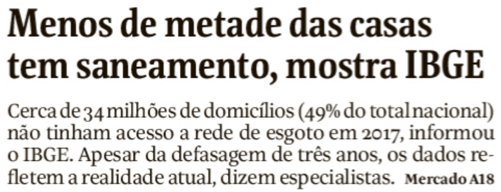 Menos da metade das casas tem saneamento, mostra IBGE