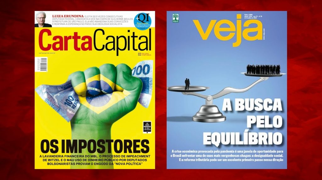 A Carta Capital (à esquerda) mostra o engodo da "nova política". A Veja (à direita) agora fala da desigualdade social. Pois é.